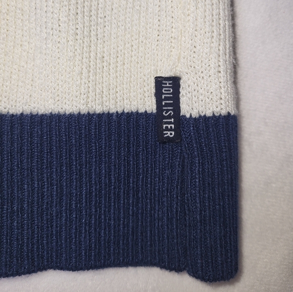 Hollister Collegiate Style Cardigan Size Medium Cream Blue Preppy Retro - Picture 3 of 10